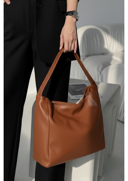 Lagraccio Paris Kadın Monet Yumuşak Deri El ve Omuz Çantası Taba