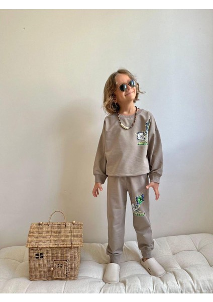 Minecraft Açık Kahve Erkek Çocuk 2 Iplik Alt Üst Takım Süper Kalite Kumaş fiyatları