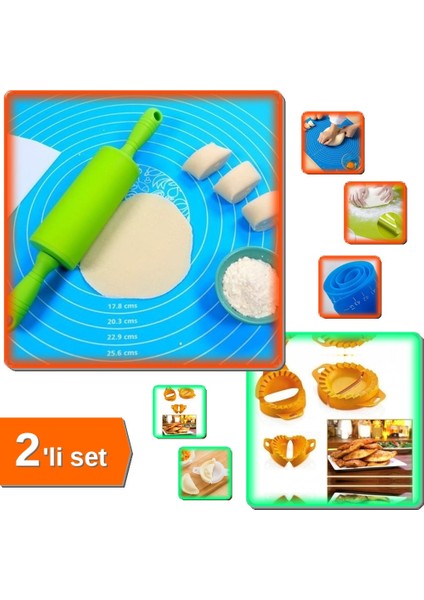 Mutfak Için Silikon Hamur Matı + 3'lü Kesme Kalıbı Seti WZ2RPL