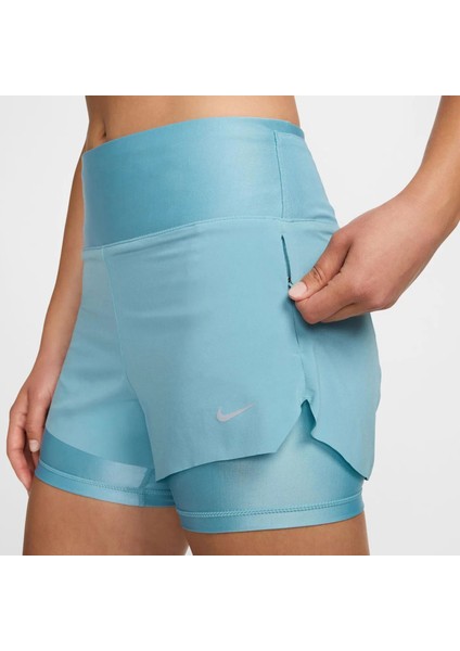 Dri Fit Swift 3in 2n1 Short Kadın Reflektörlü 3 Cepli Taytlı Şort Mavi modelleri