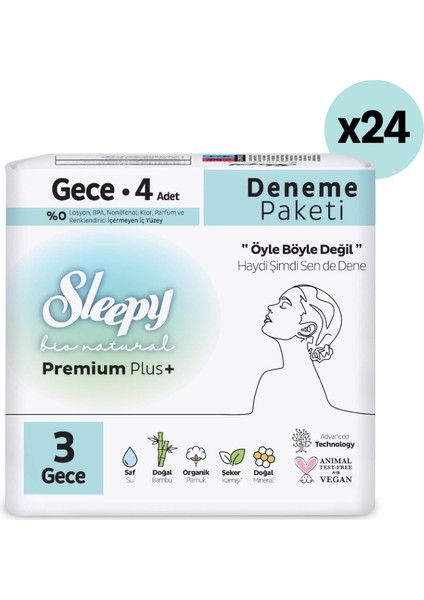 Bio Natural Premium Plus Hijyenik Ped Gece 24X4 (96 Adet) fiyatları