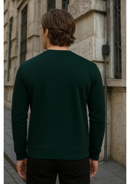 Erkek Desenli Kışlık Salaş Rahat Yeşil Sweatshirt fiyatları