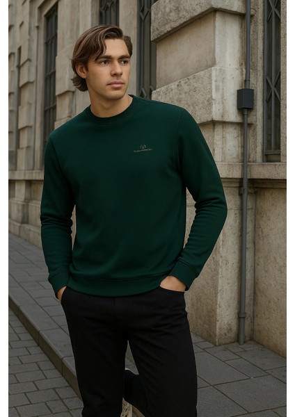 Erkek Desenli Kışlık Salaş Rahat Yeşil Sweatshirt fırsatları