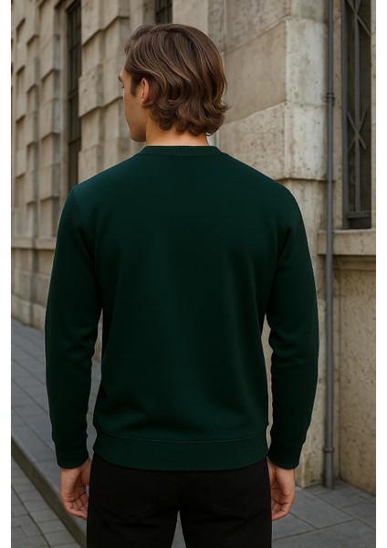 Erkek Desenli Kışlık Salaş Rahat Yeşil Sweatshirt indirimleri