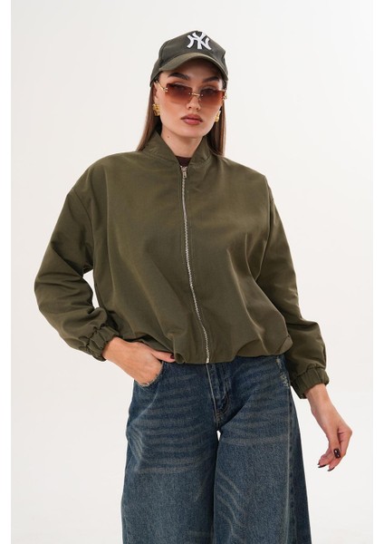 Hakim Yaka Fermuarlı Beli Lastikli Haki Mont SRP1190 indirimleri