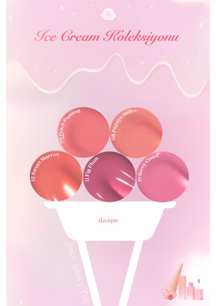Yoğun Parlaklık ve Canlı Renkler Sunan Kalıcı Tint Dasıque Juicy Dewy Tint (#10 Berry Choux) modelleri