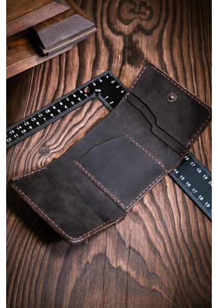 Gerçek Deri Cüzdan Kartlık El Yapımı Hakiki Premium Deri Italyan Dikiş 5 Kart Bölmeli Kompakt Cüzdan