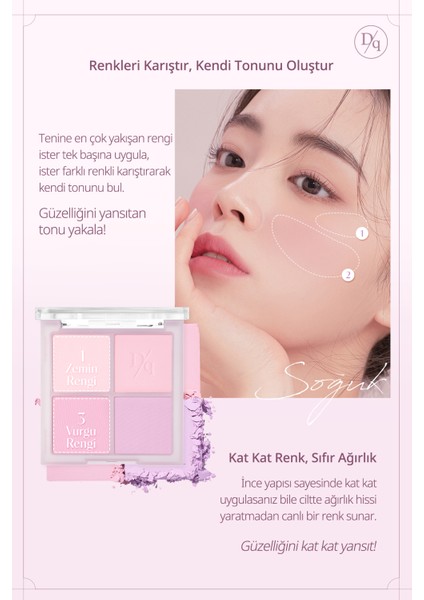 Karıştırılabilir Renklere Sahip 4’lü Allık Paleti Dasıque Blending Mood Cheek (#02 Cool Blending) modelleri