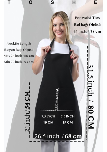 Mutfak Önlüğü Suya Dayanıklı Mutfak Önlük Şef Önlüğü 2 Geniş Cepli Barista Önlüğü Önlük Siyah modelleri