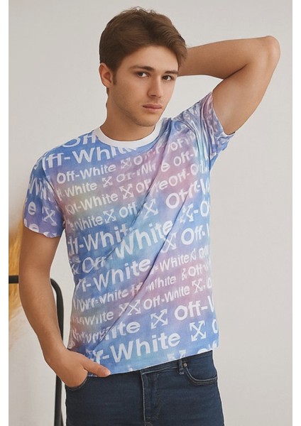 Erkek Çok Renkli Off-White Yazılı Slim Fit Tişört fiyatları