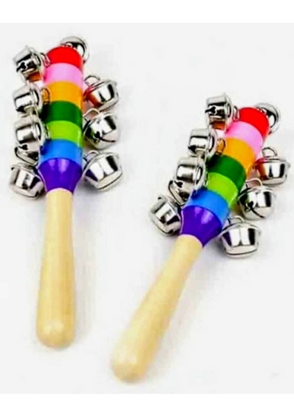 2'li Ahşap Saplı Ritim El Zili Metal Boncuklu Çocuk Müzik Aleti Çıngırak Tef fiyatları