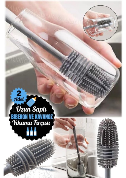 Iki Adet Uzun Saplı Bardak ve Şişe Temizleme Fırçası, Silikon Ovma, Yıkama Aracı fırsatları