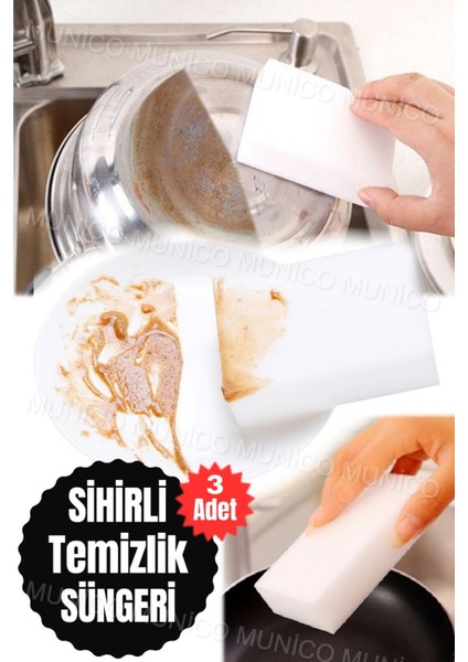 3’lü Çok Amaçlı Temizleme Süngeri Seti, Mutfak ve Ev Temizliği Için indirimleri