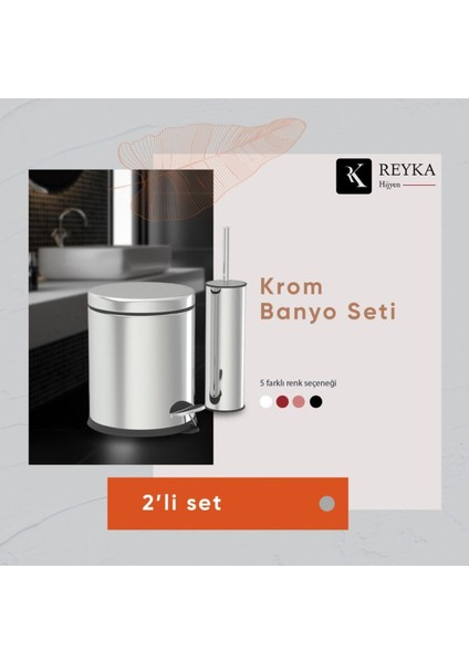 2'li Banyo Seti, 3 Litre Çöp Kovası ve Wc Fırçası, Paslanmaz Metal fiyatları