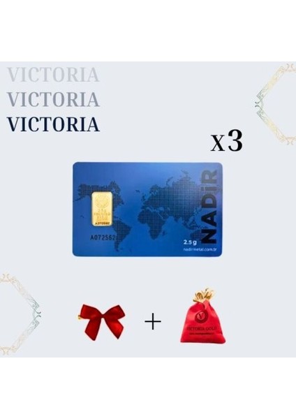 3 Adet 2,5 gr 24 Ayar 995 Altın