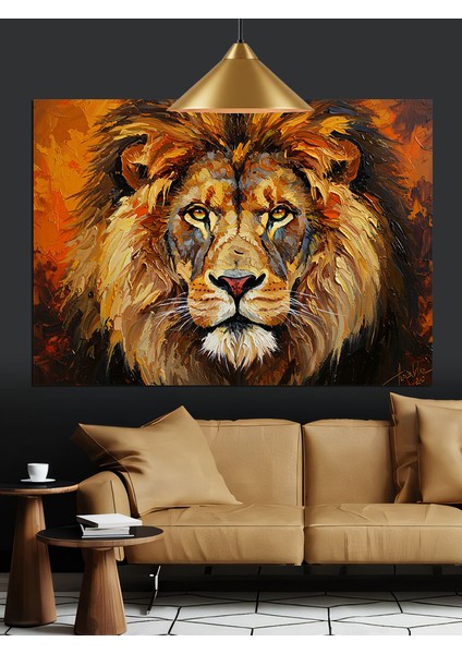 Güçlü Aslan Hayvan Portresi Dekoratif Kanvas - Mdf Ahşap Tablo indirimleri
