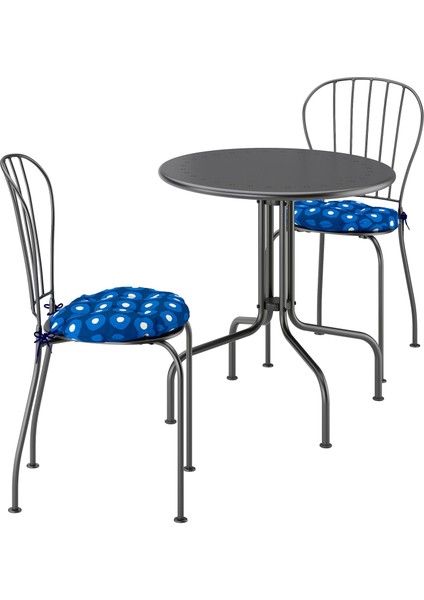 Masa ve Sandalye Seti, Gri, Klösan Koyu Mavi, 2 Sandalyeli