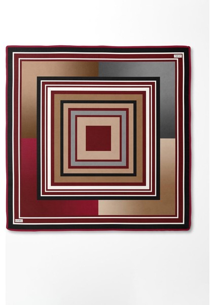 Kırmızı Kare Desen Twill Ipek Eşarp