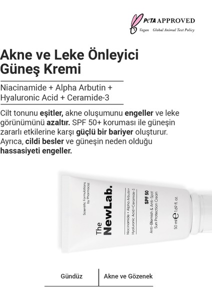The Newlab ve Leke Güneş Kremi 50 Spf (Uva/uvb Pa++++ ) 50 ml