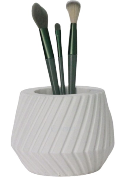 Beyaz Makyaj Organizeri ve Fırça Düzenleyici, Şık ve Pratik Tasarım