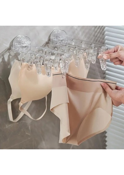 Vantuzlu Çok Amaçlı Elbise Askısı, Banyo ve Balkon Için Kurutma Askısı, Gri