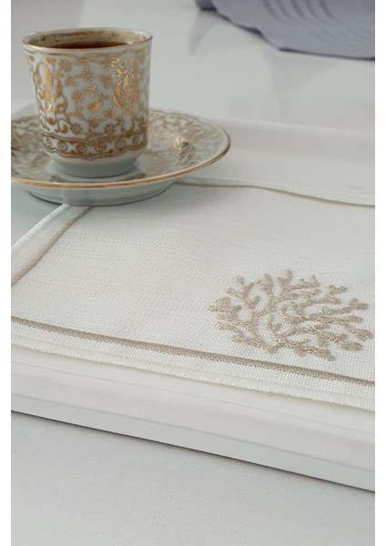 Kar Tanesi Nakışlı Kare Bardak Altlığı Seti 6 Lı Kahve modelleri