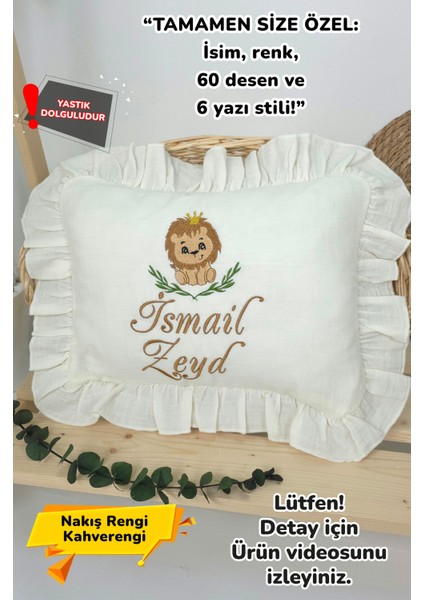 Müslin Yeni Doğan 4katlı Organik %100PAMUK Kişiye Özgü Nakışlı Hastane Çıkış Seti (Aslan Model-2)