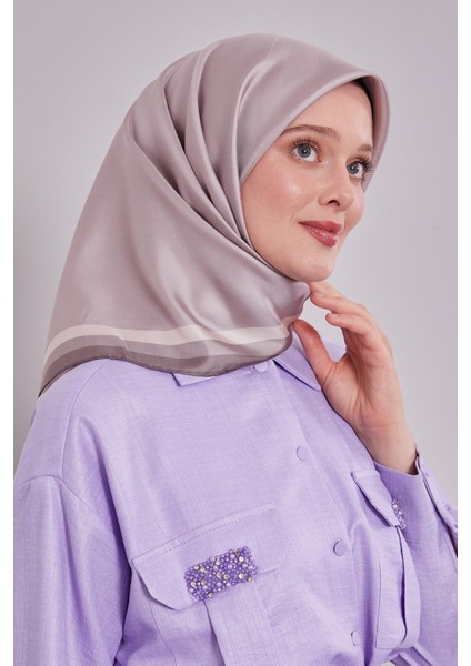 A.vizon Kenar Bordürlü Twill Ipek Eşarp