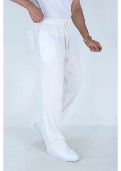Erkek Fitilli Bol Kesim Baggy Pantolon - Rahat Kalıp - Günlük Stil