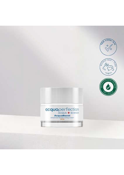 Acquaboost Yoğun Nemlendirici & Uva-Uvb Güneş Koruma Spf 30 , Besleyici, Yenileyici, Nemlendirici Yüz Kremi 50ML, Tüm Ciltler Için