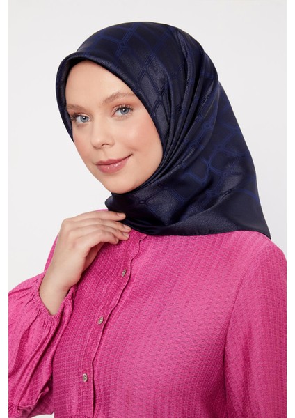 Lacivert Geometrik Kristal Jakar Eşarp fiyatları