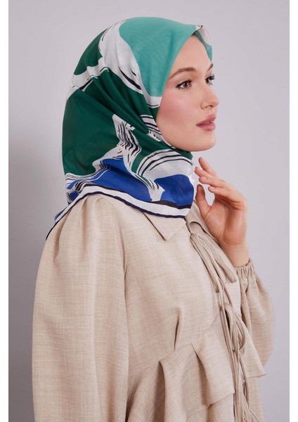 Lacivert Soyut Desen Soft Eşarp