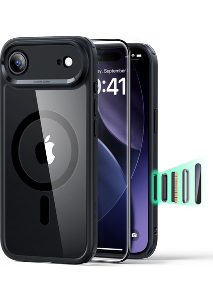 Apple iPhone 17 Air Kamera Kontrol Koruma Butonlu Classic Hybrid Magsafe Kılıf + Ekran Koruyucu Set