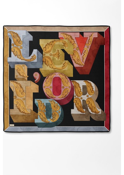 Sarı Karışık Desen Twill Ipek Eşarp