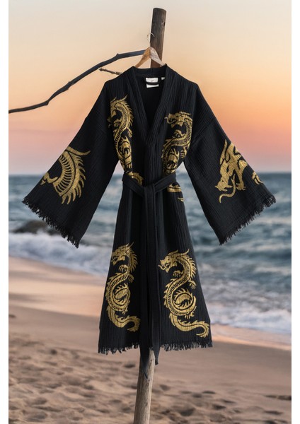 Organik %100 Pamuk Kimono Yaka Sabalık Bornoz - Viserion