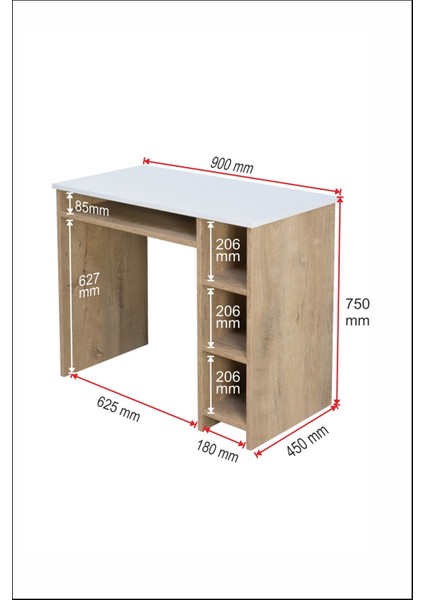Junıor Plus Çalışma Masası Öğrenci Ofis Bilgisayar ve Çok Amaçlı Kullanım 45X90 cm Lefkas Meşe & Beyaz modelleri