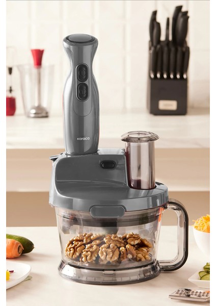 Gelişmiş Mutfak Robotu, Güçlü Motor, Şık Gri Renk, Çok Fonksiyonlu Kullanım Imkanı