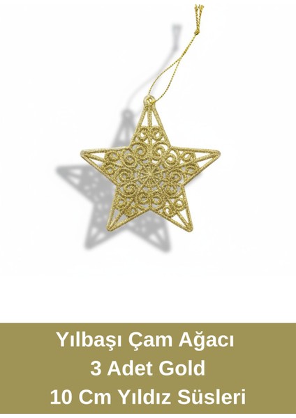 3 Adet 10 cm Yıldız Yılbaşı Çam Ağacı Simli Yıldız Süsleme Yeni Yıl Süsleri fiyatları