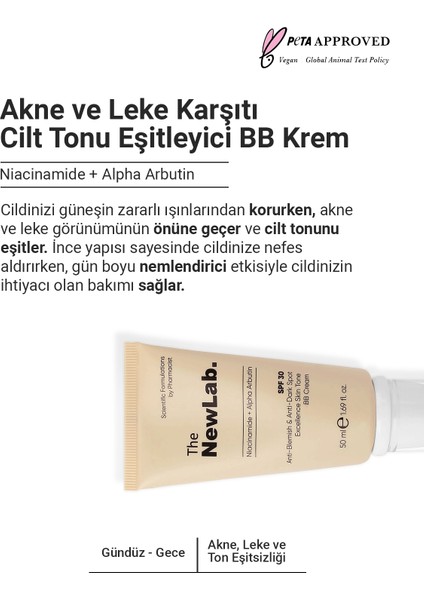 Akne ve Leke Karşıtı Cilt Tonu Eşitleyici SPF 30 BB Krem 50 ml