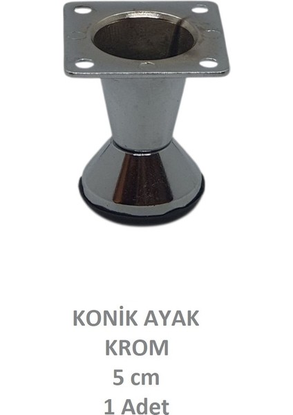Konik Ayak, Krom, 5 Cm, 1 Adet (Dolap, Mobilya, Puf Ayağı) (Vidaları Hediye) fiyatları
