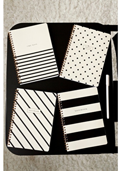 A5 Spiralli Çizgili Okul Defteri 4'lü Set 80 Yaprak 14,8x21 cm
