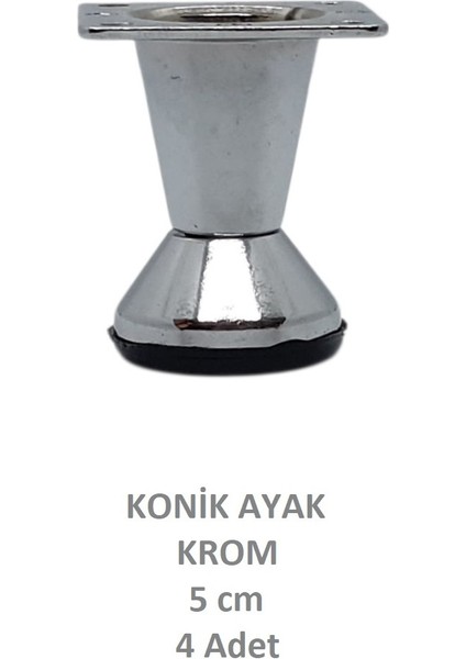 Konik Ayak, Krom, 5 Cm, 4 Adet (Dolap, Mobilya, Puf Ayağı) (Vidaları Hediye) fiyatları