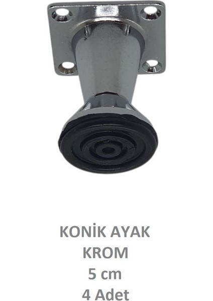 Konik Ayak, Krom, 5 Cm, 4 Adet (Dolap, Mobilya, Puf Ayağı) (Vidaları Hediye) fırsatları