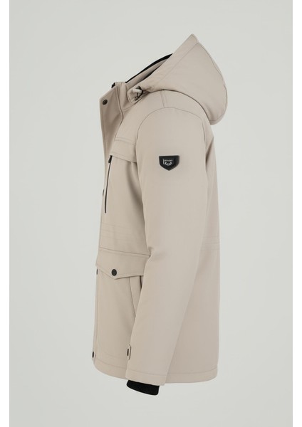 Erkek Krem Pamuk Polyester Karışımlı Kürklü Çıkartılabilir Kapüşonlu Mont&kaban modelleri