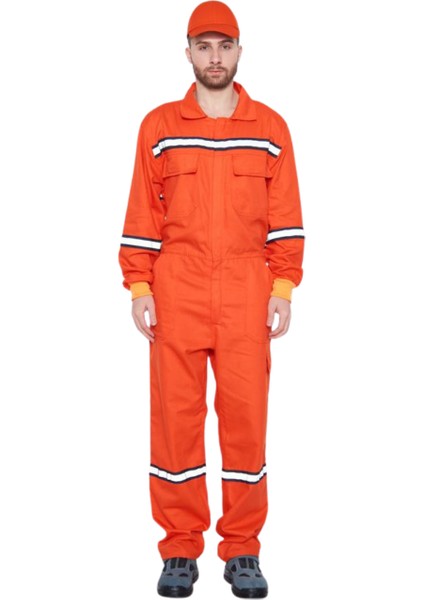 Gabardin 16/12 Reflektörlü Turuncu Iş Tulumu