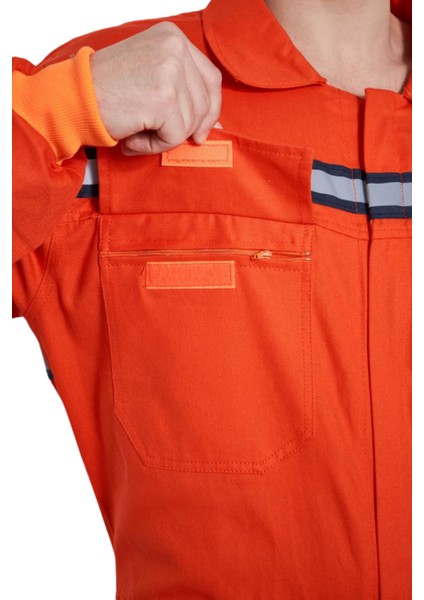 Gabardin 16/12 Reflektörlü Turuncu Iş Tulumu