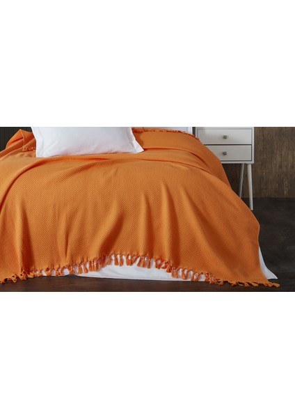 %100 Pamuk Pike Yaz/kış 4 Mevsim Kullanılabilir Yumuşacık Waffle Petek Pike Çift Kişilik Turuncu fiyatları