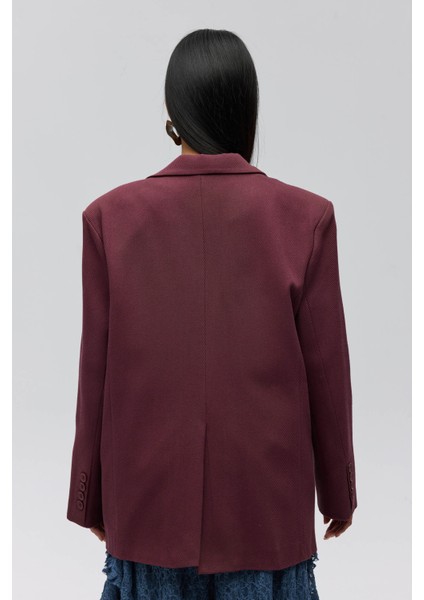 Symi Geniş Kesim Basic Bordo Blazer