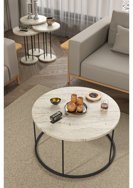 Orta Sehpa ve Zigon Sehpa Terra 4 Lü Set Traverten fırsatları