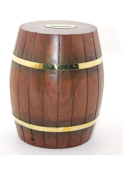 Pirinç Ahşap Fıçı Kumbara 18 cm fiyatları